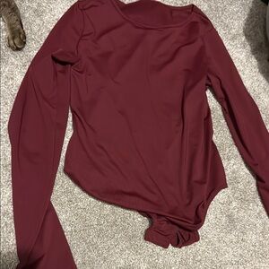 Women's Halara Long Sleeve Burgundy Bodysuit